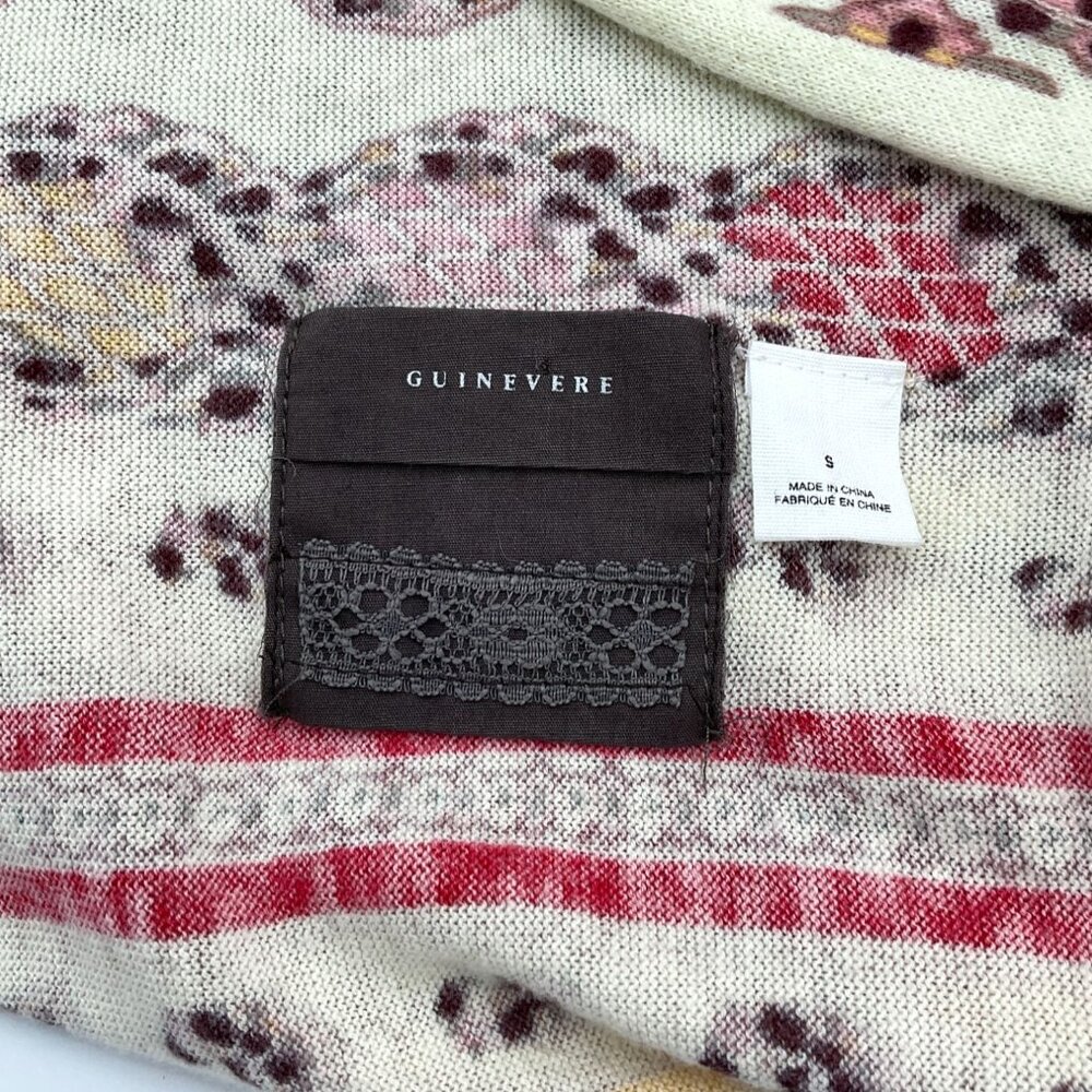 Guinevere by Anthropologie Mint Striped Paisley Fringed Cotton Blend Cardigan Sm - Picture 5 of 8